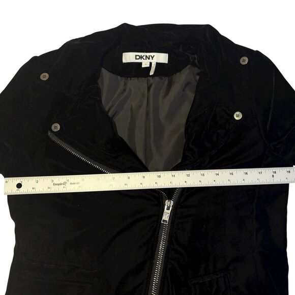 EUC DKNY Moto Jacket Velvet Long-Sleeve Zip-Front - Picture 5 of 7